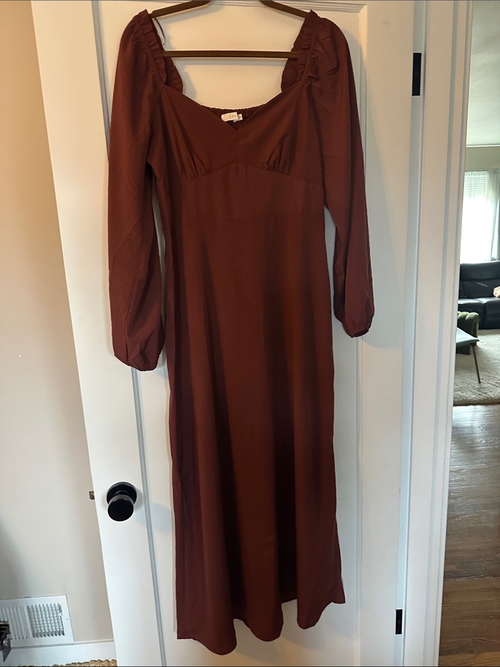 Lush Rust Brown Long Sleeve Maxi Dress